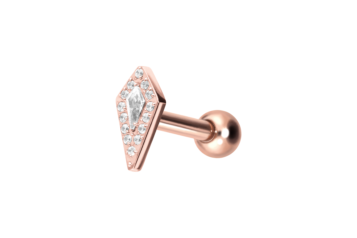Shield Pierced Titanium ear piercing with internal thread CRYSTAL SHIELD